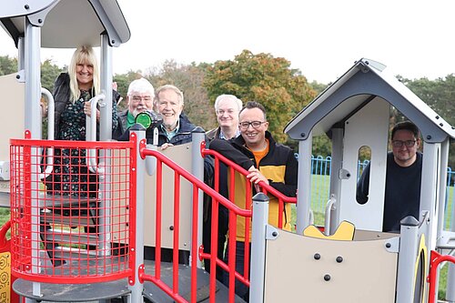 LD councillors in childrens playground
